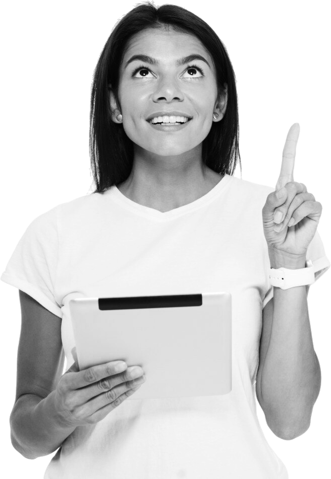 Woman holding tablet in scbs